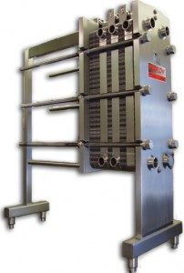 AR56-SH plate heat exchanger frame that is used to heat or cool one fluid